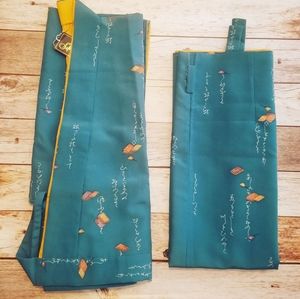 Vintage Japanese 2-piece teal kimono